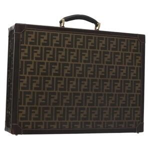 FENDI Attache Case Zucca Canvas Trunk Black Brown